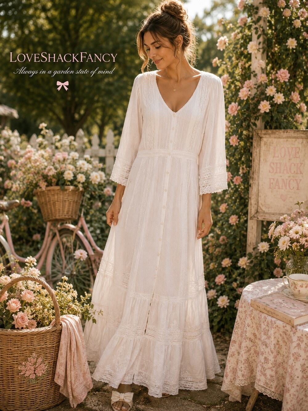 LoveShackFancy Victorian Maxi Dress White Size 10 NWT MSRP $410